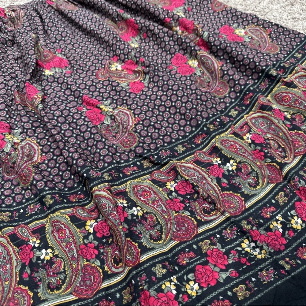 Alfred Dunner Rayon Midi Skirt Vintage Floral Pink Brown 90s 80s Size 14 - Picture 5 of 5